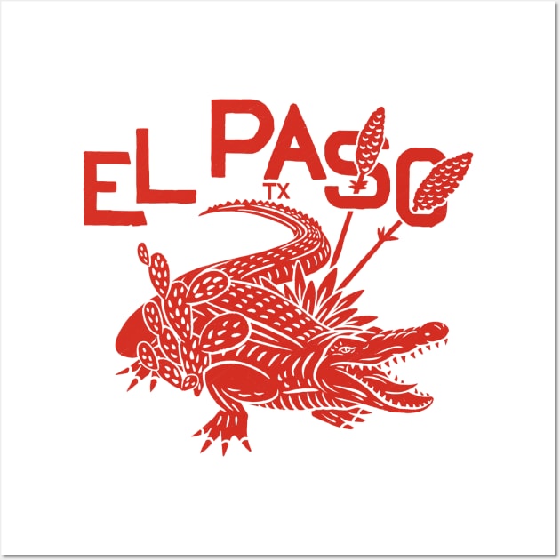 El Paso Alligator w/ text (red) Wall Art by BrokenArrow